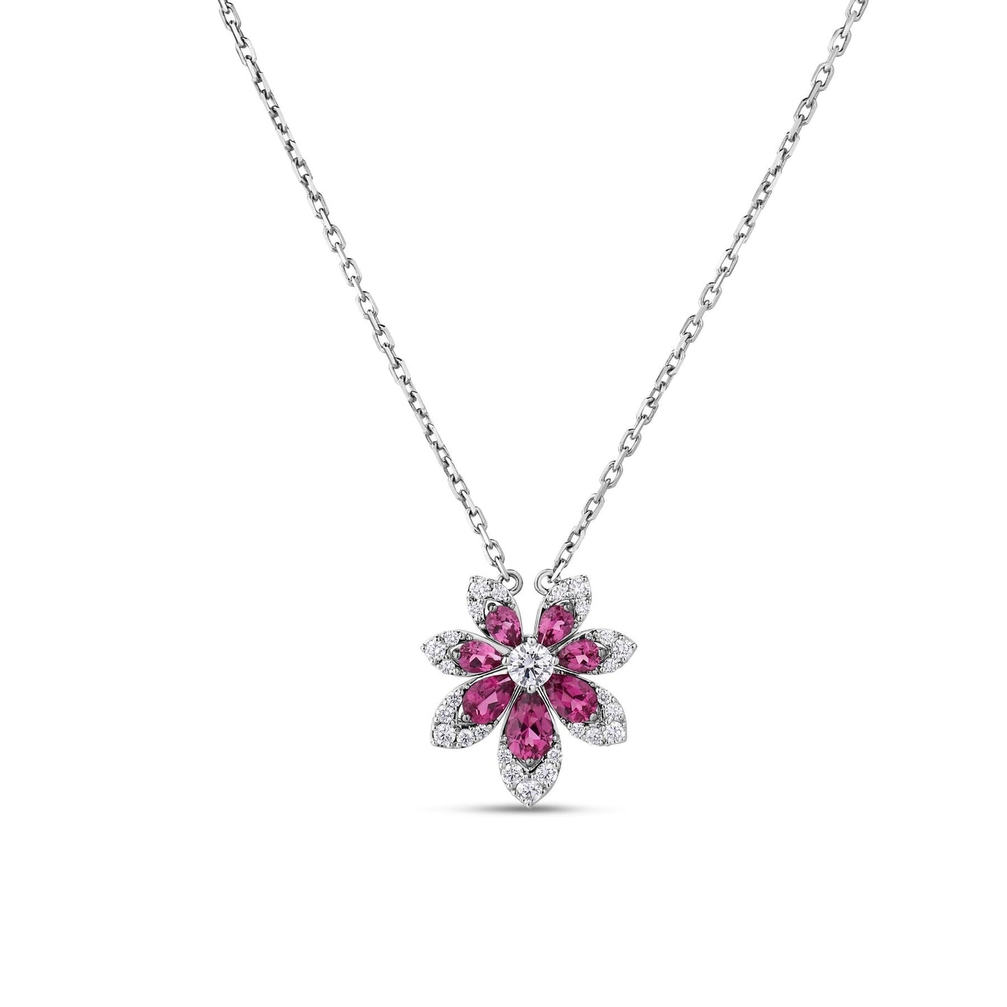 18K DIAMOND RUBELLITE TIARE NECKLACE
