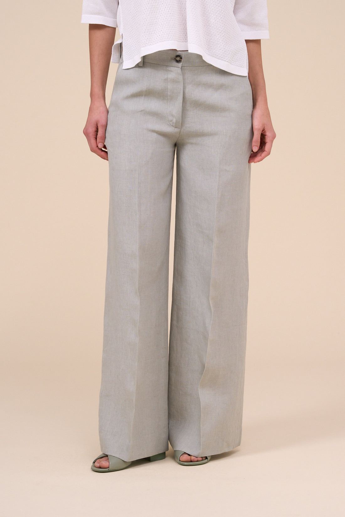 GLORIA LIGHT BEIGE DELAVE LINEN PANT