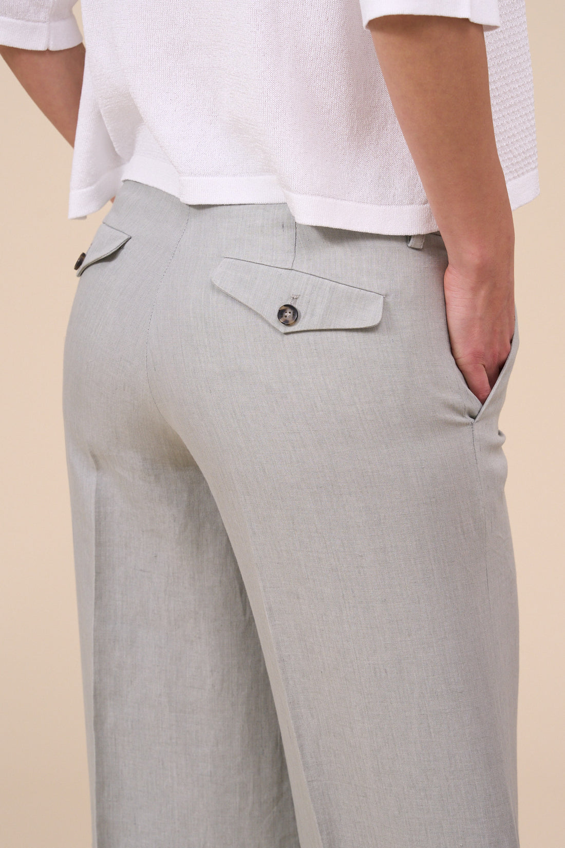 GLORIA LIGHT BEIGE DELAVE LINEN PANT