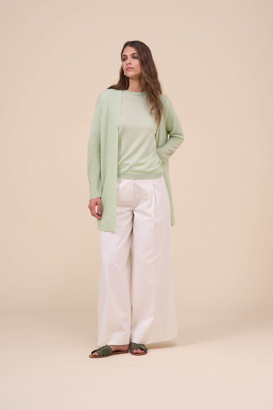 ROMETTA LIGHT GREEN CASHMERE SILK CARDIGAN
