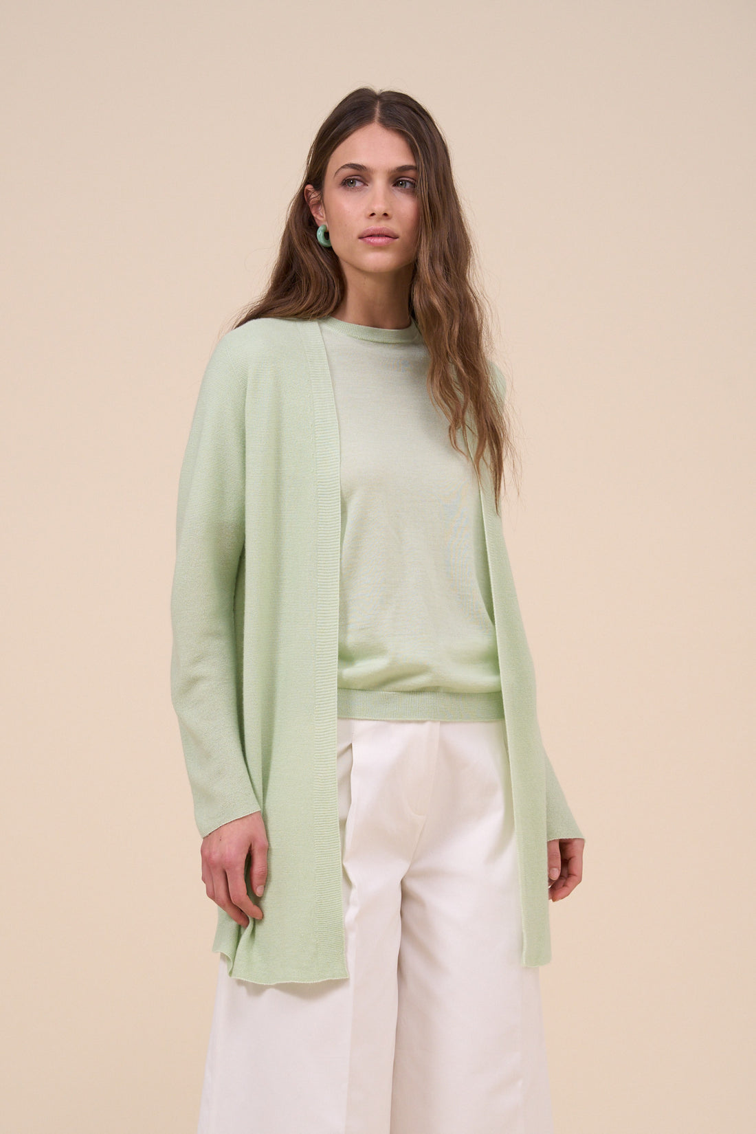 ROMETTA LIGHT GREEN CASHMERE SILK CARDIGAN