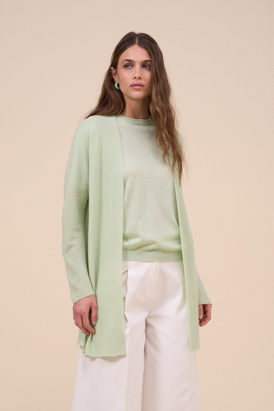 ROMETTA LIGHT GREEN CASHMERE SILK CARDIGAN