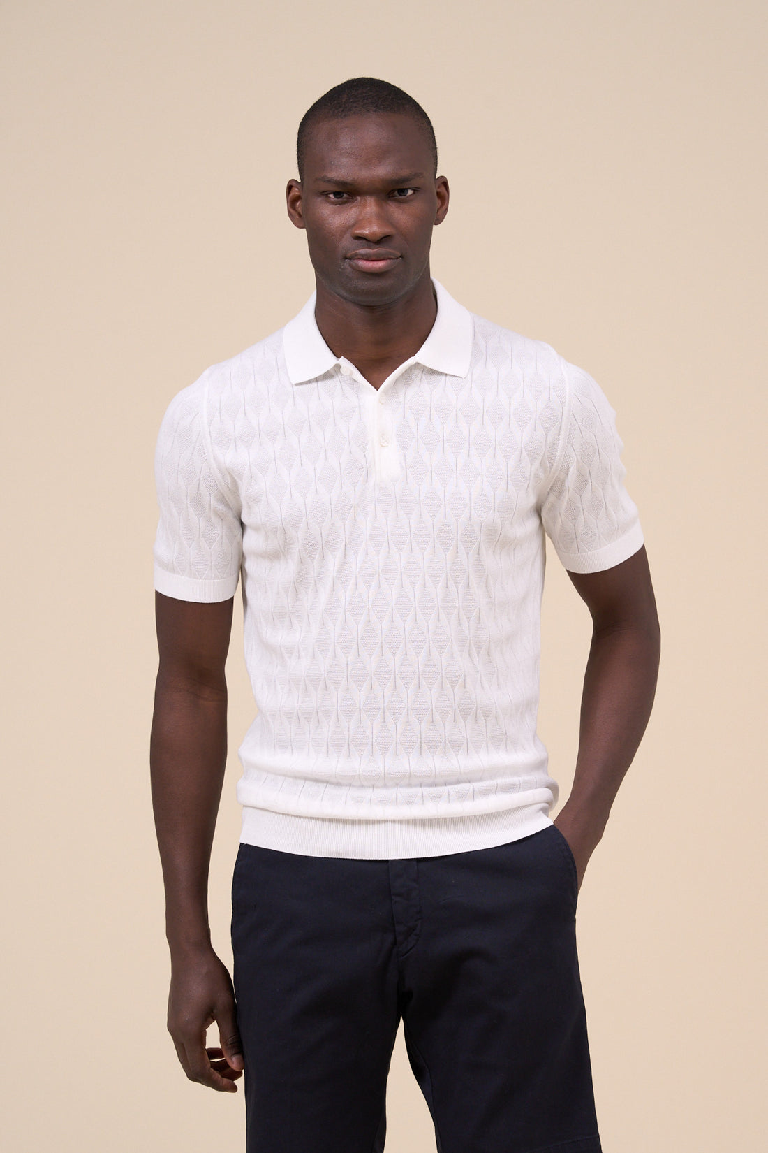 RUMBA WHITE COTTON KNIT POLO