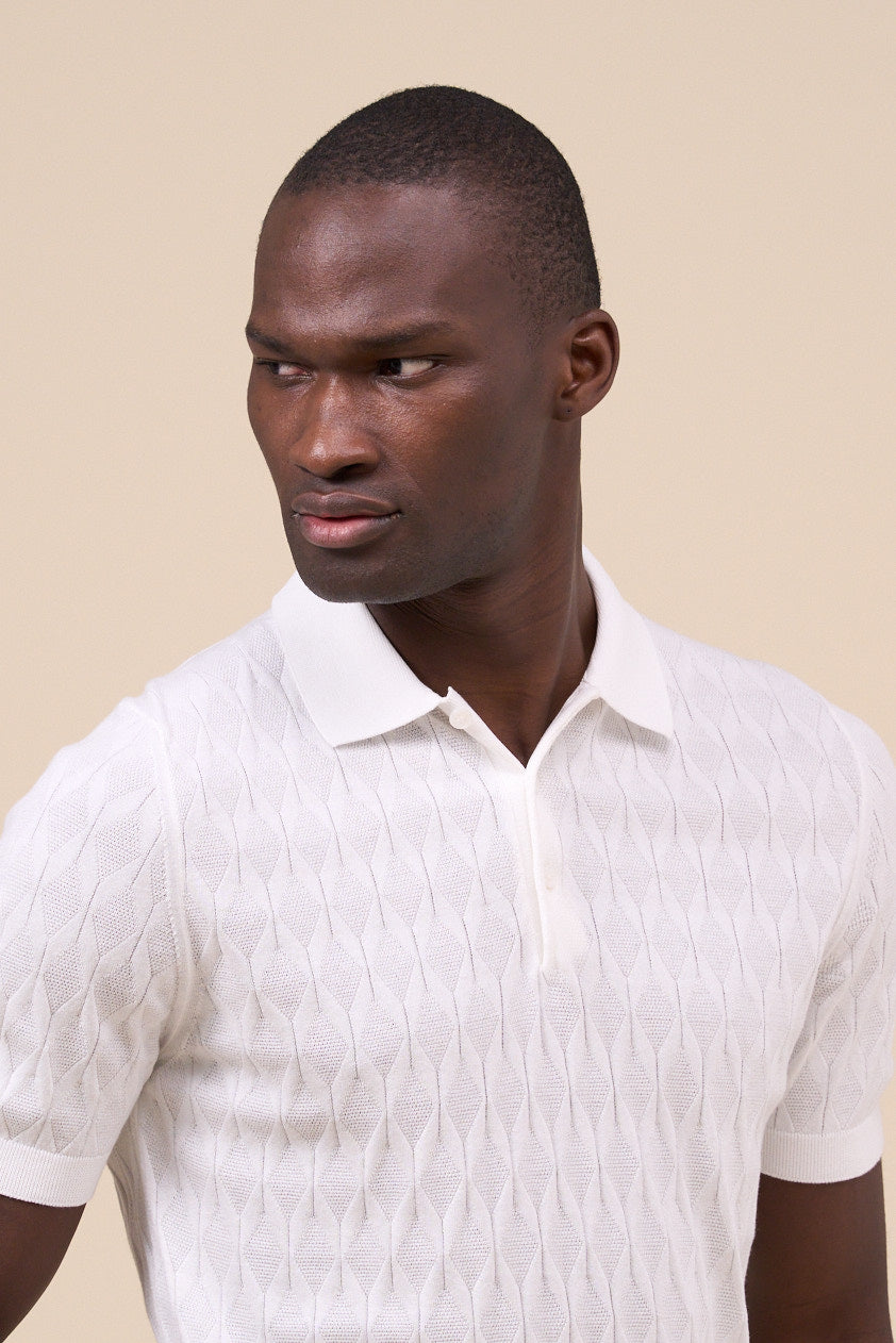RUMBA WHITE COTTON KNIT POLO