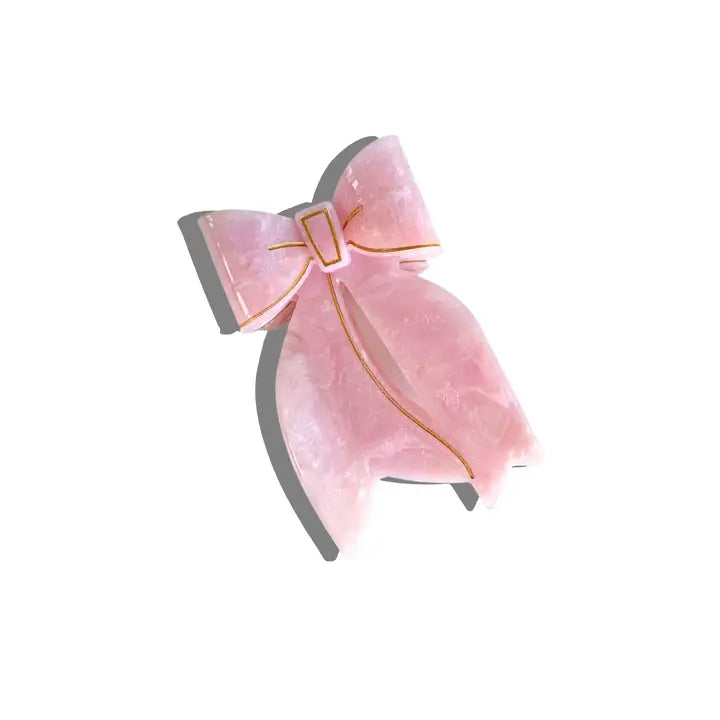 HAND-PAINTED BOW CLAW HAIR CLIP - PINK