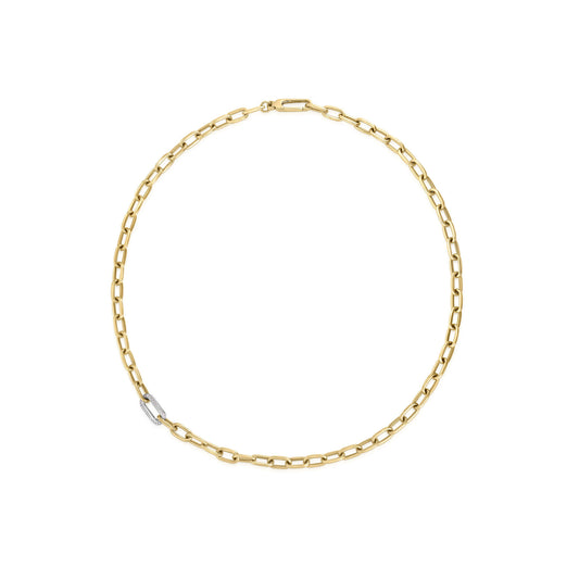 18K YG/WG DESIGNER GOLD DIAMOND OVAL LINK CHAIN