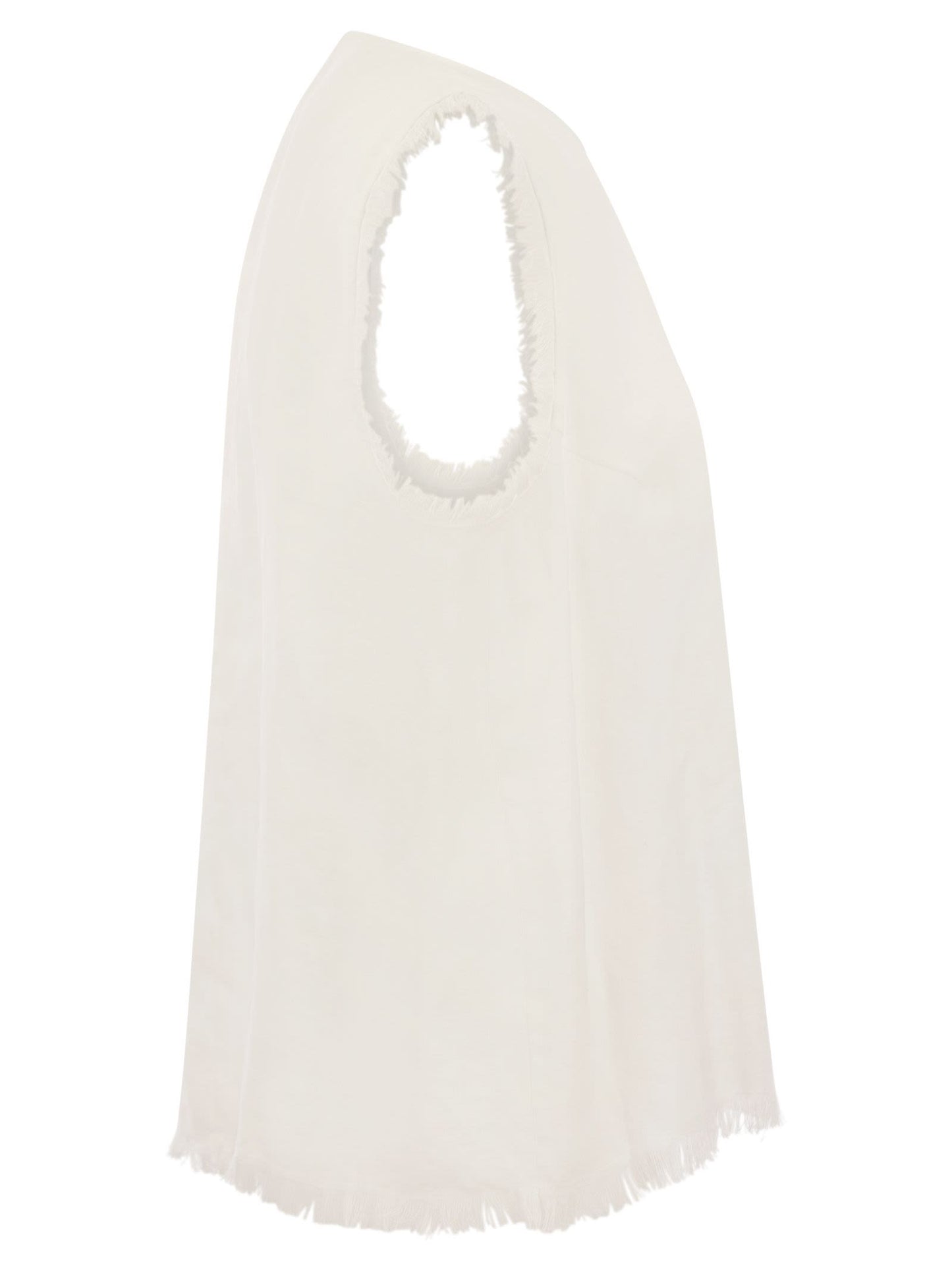 CHARLES LINEN BLEND SLEEVELESS TOP - WHITE