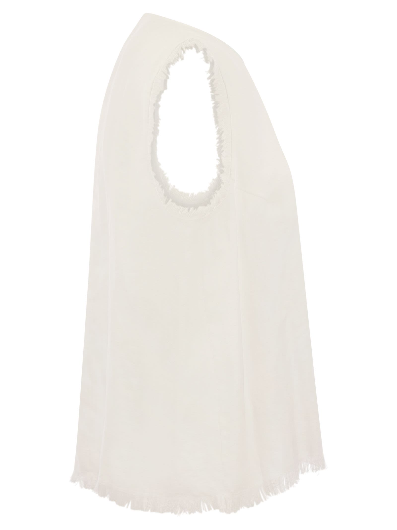 CHARLES LINEN BLEND SLEEVELESS TOP - WHITE