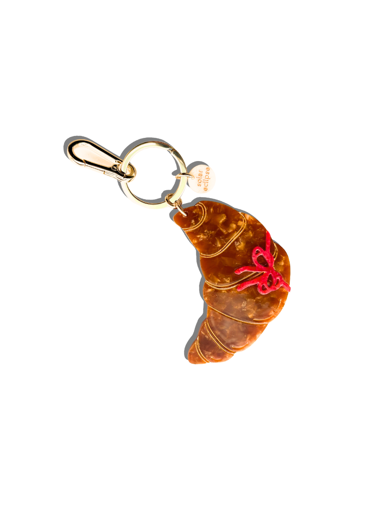 HAND-PAINTED CROISSANT BAG CHARM + KEYCHAIN