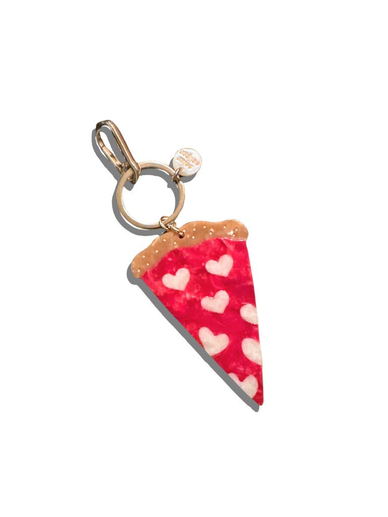 HAND-PAINTED PIZZA SLICE BAG CHARM + KEYCHAIN