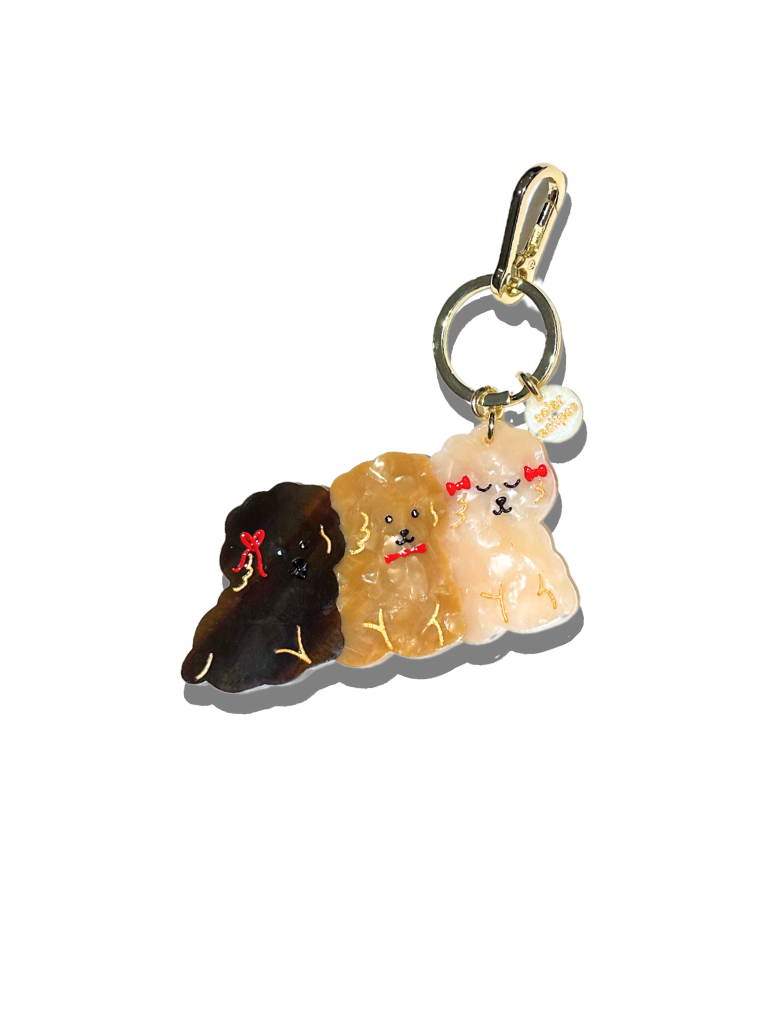 HAND-PAINTED PUPPIES BAG CHARM + KEYCHAIN