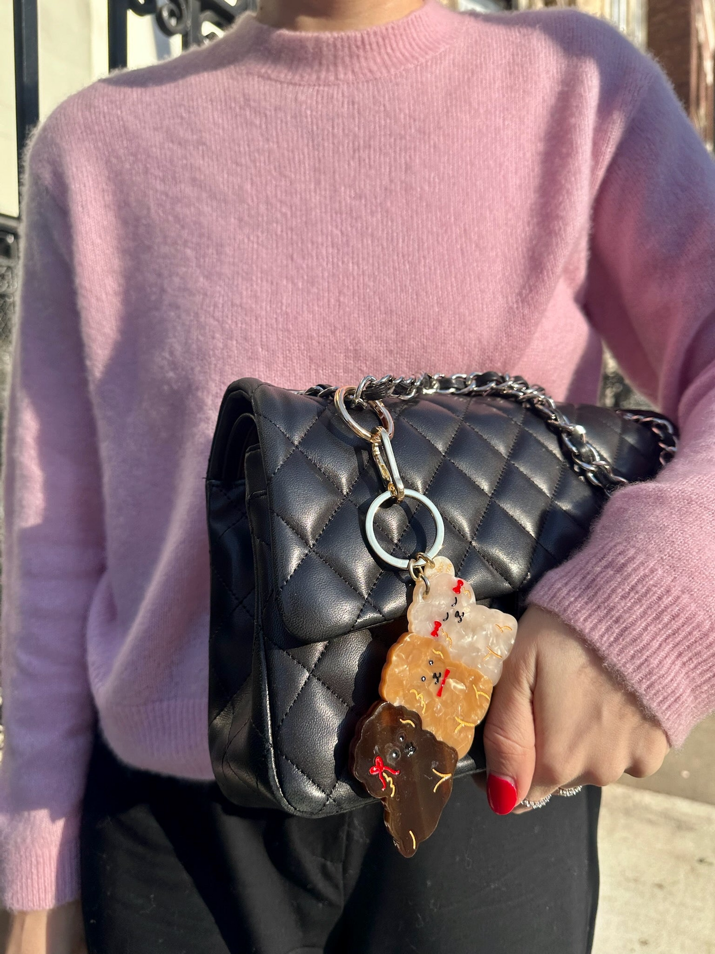 HAND-PAINTED PUPPIES BAG CHARM + KEYCHAIN