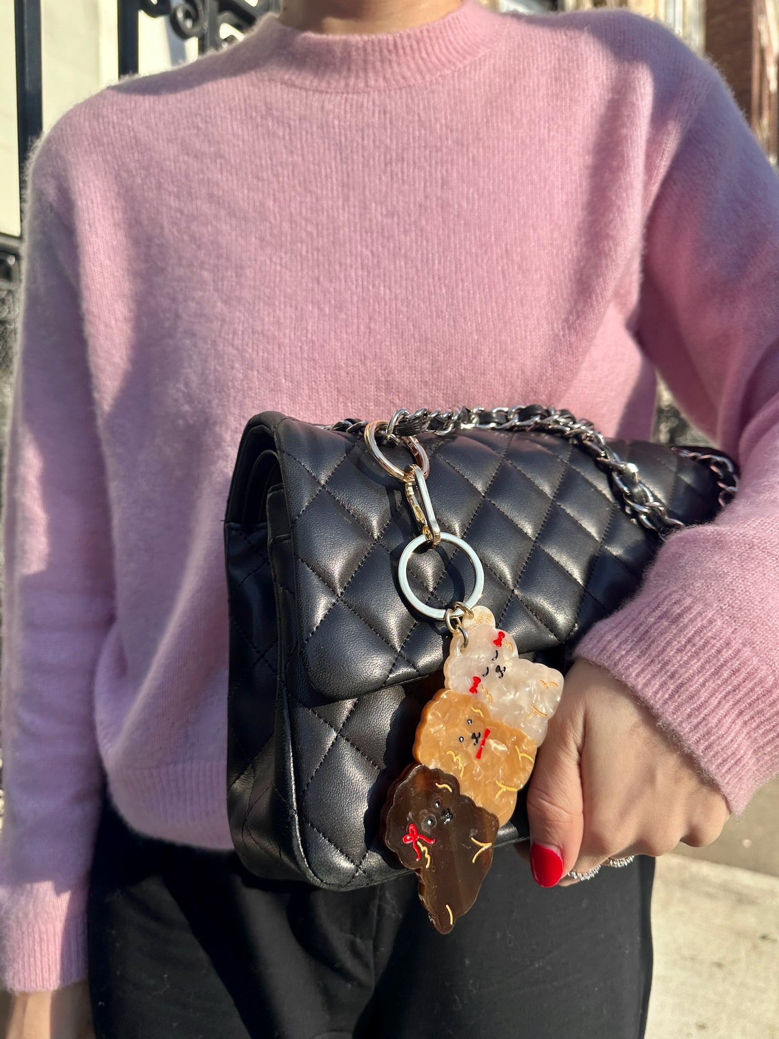 HAND-PAINTED PUPPIES BAG CHARM + KEYCHAIN