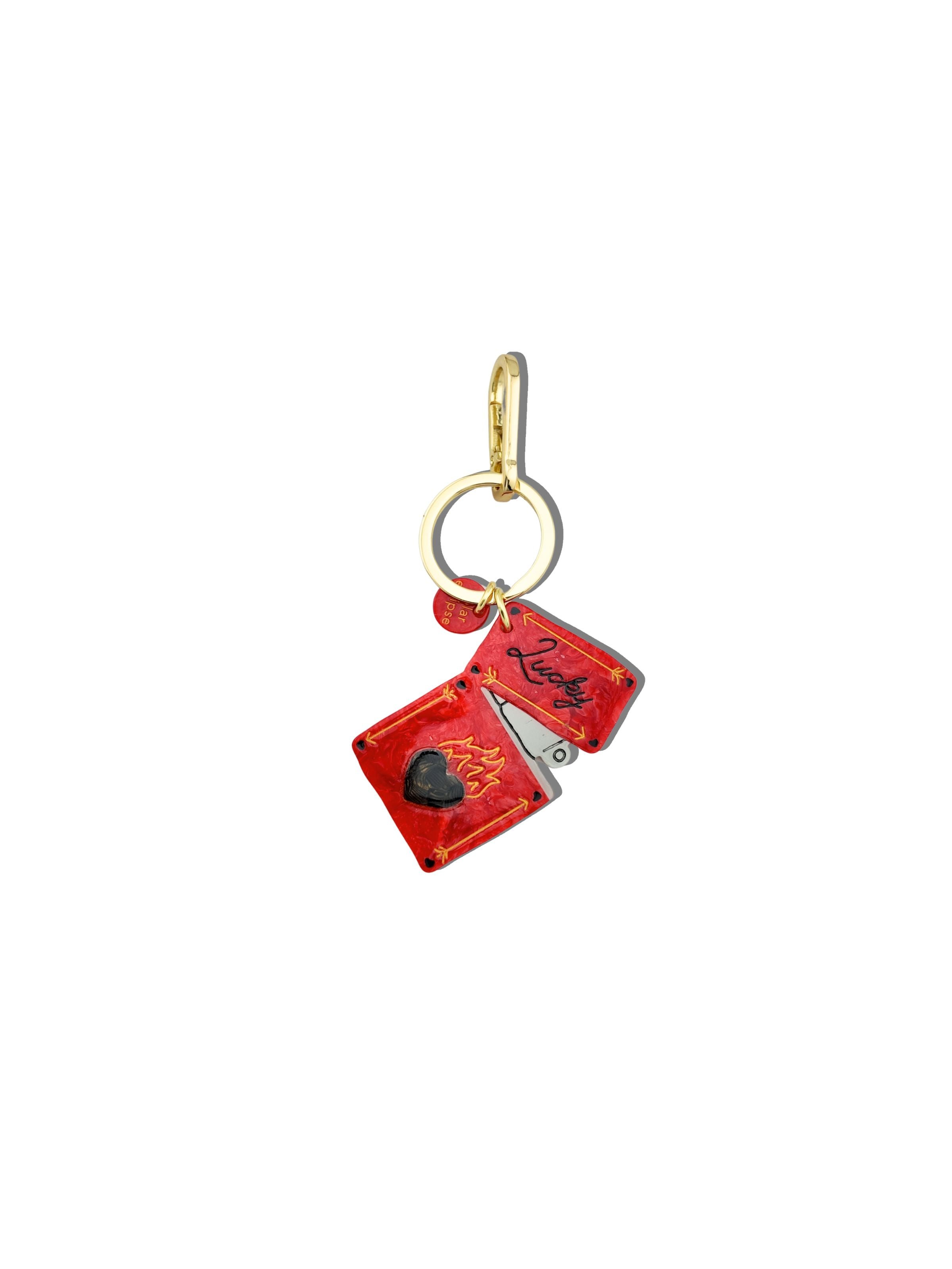 HAND-PAINTED LUCKY LIGHTER BAG CHARM + KEYCHAIN