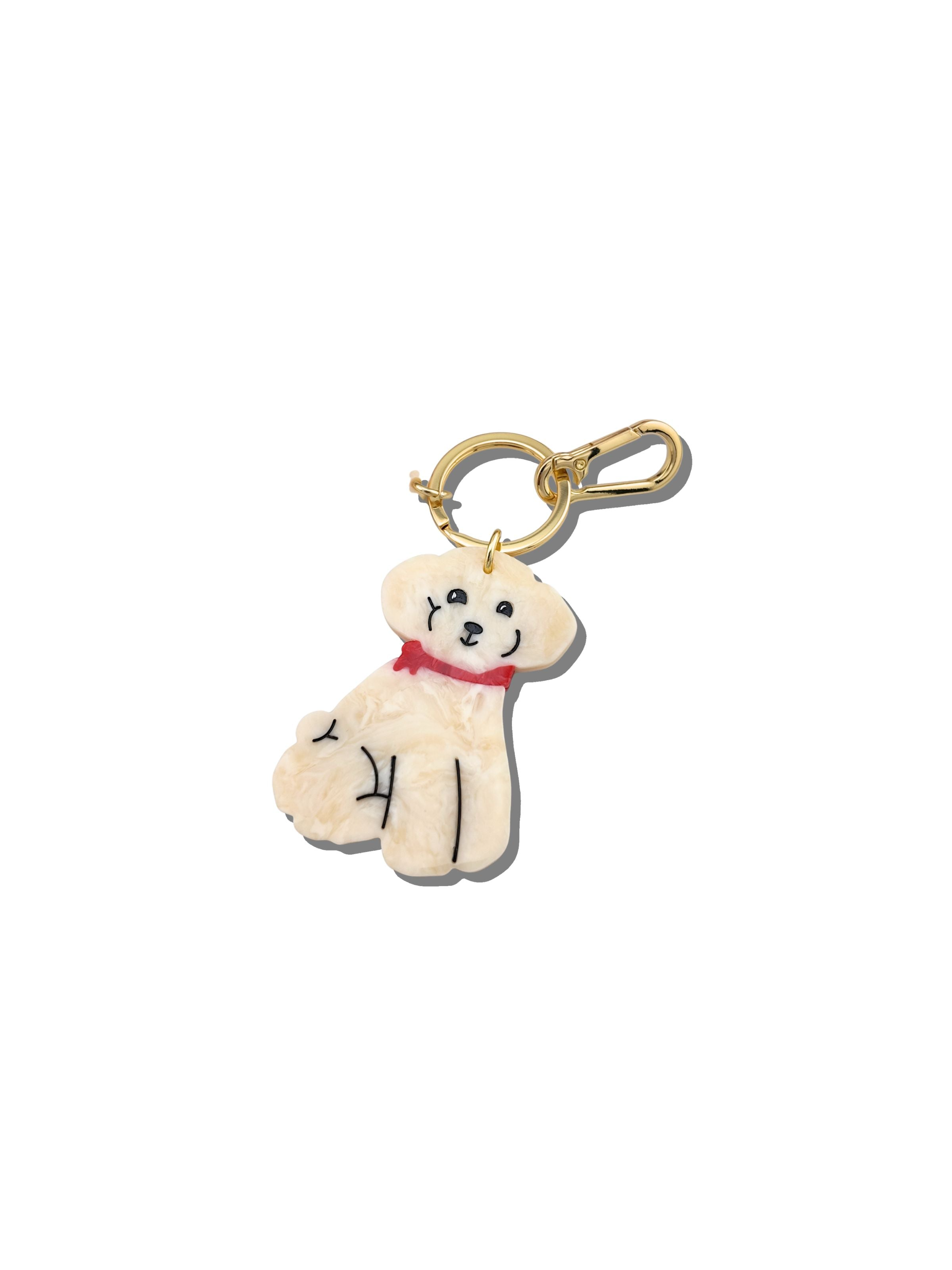 HAND-PAINTED DOODLE PUPPY BAG CHARM + KEYCHAIN