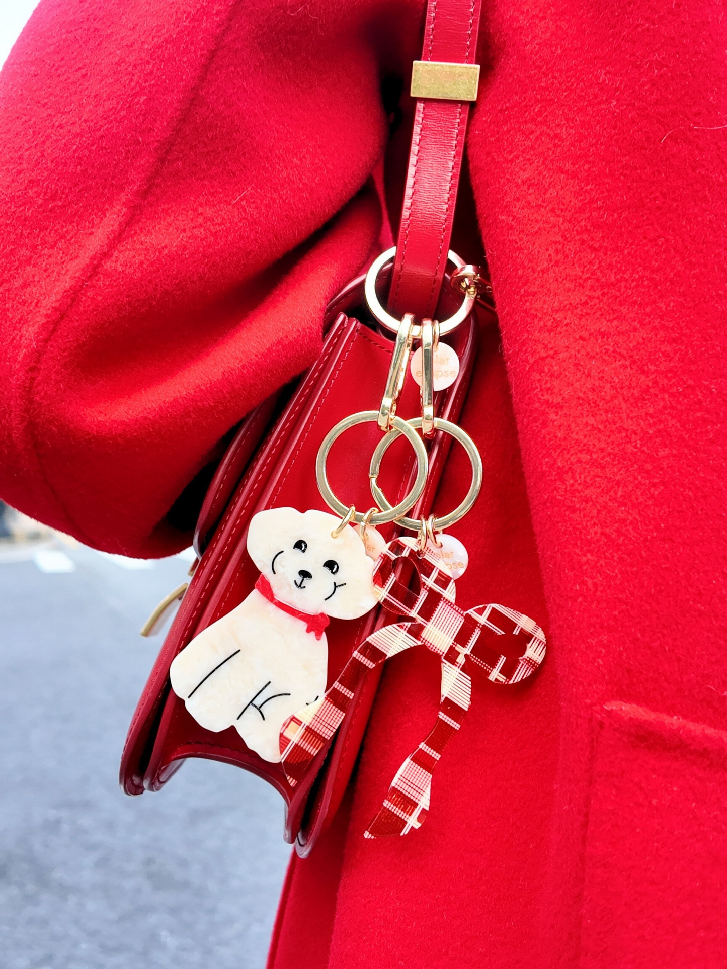 HAND-PAINTED DOODLE PUPPY BAG CHARM + KEYCHAIN