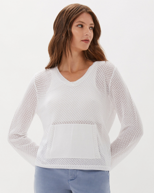 MIXED STITCH PULLOVER - WHITE