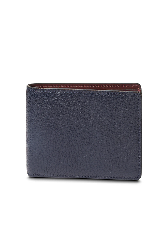 MONFRINI ITALIA SLIM 8 SLOT POCKET WALLET - DARK BLUE/VINO