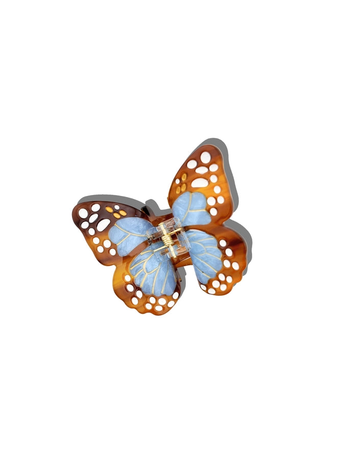 HAND PAINTED BOHO MONARCH CLAW CLIP-BABY BLUE
