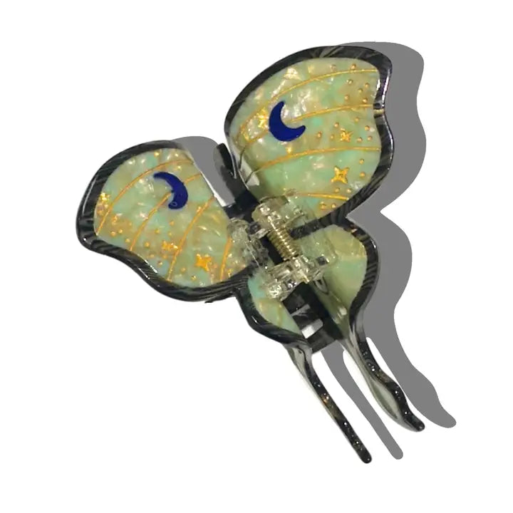 HAND-PAINTED LUNA MOTH CLAW HAIR CLIP