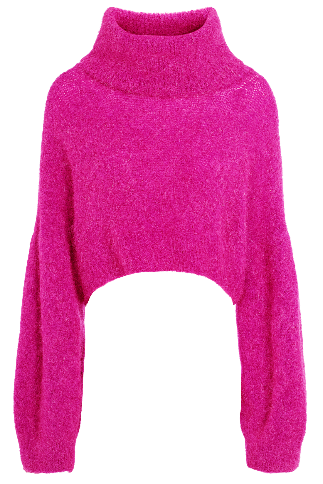 ANDREA ROLLNECK CROPPED ALPACA PULLOVER - NEON PINK