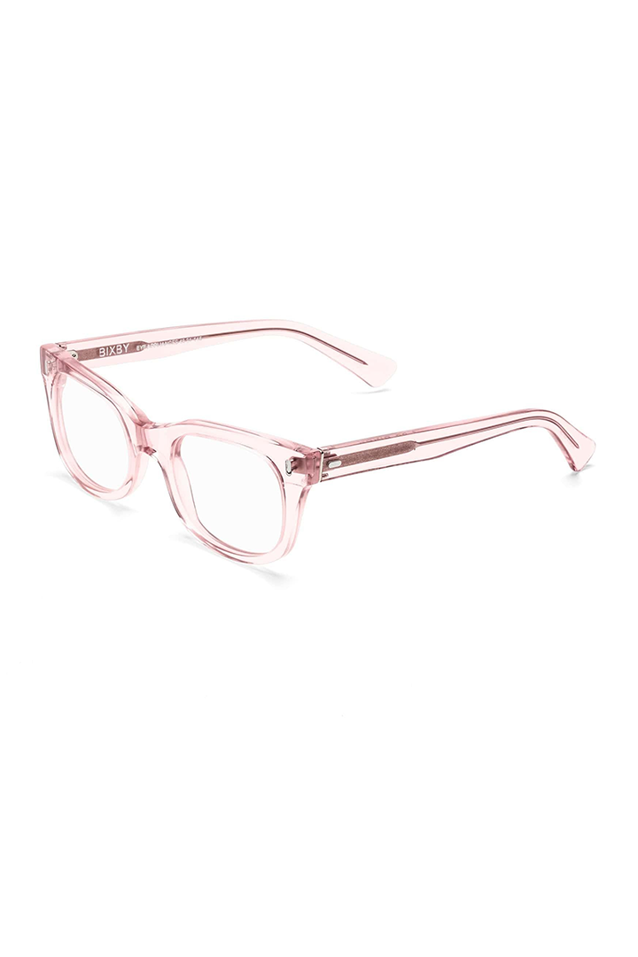 BIXBY BLUE LIGHT GLASSES - POLISHED CLEAR PINK