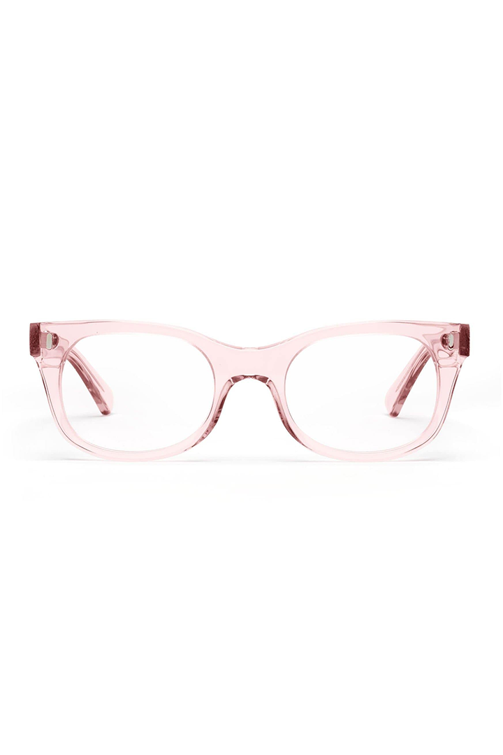 BIXBY BLUE LIGHT GLASSES - POLISHED CLEAR PINK