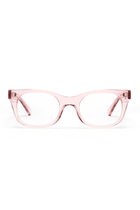 BIXBY BLUE LIGHT GLASSES - POLISHED CLEAR PINK