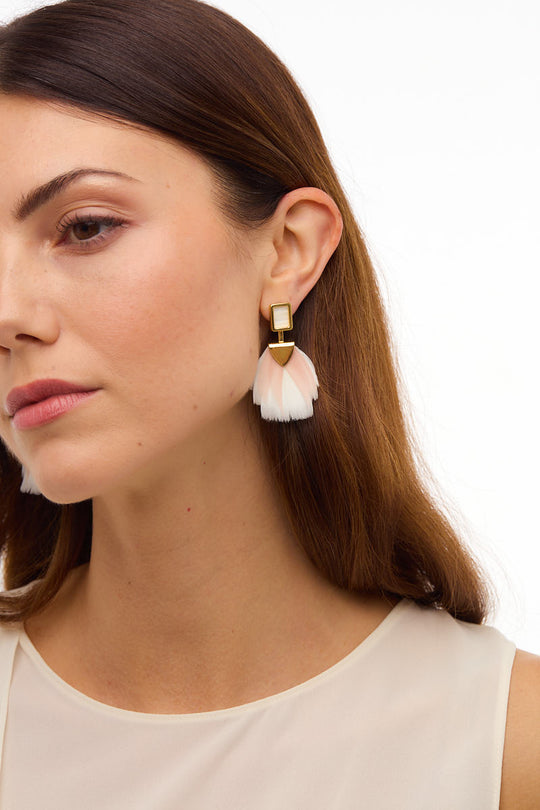 TARPUM BAY FEATHER BEZEL DROP EARRINGS