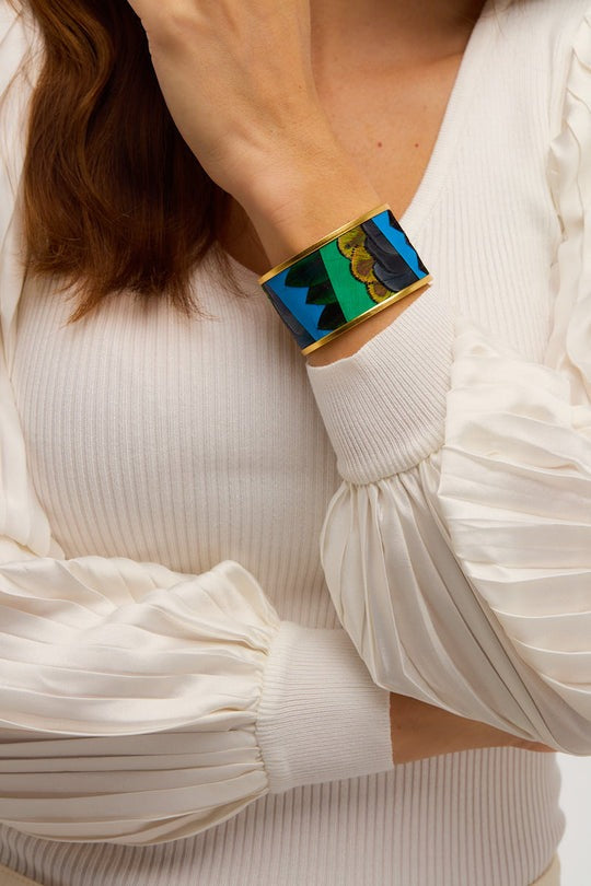 HIGH ROCK WIDE CUFF FEATHER BRACELET
