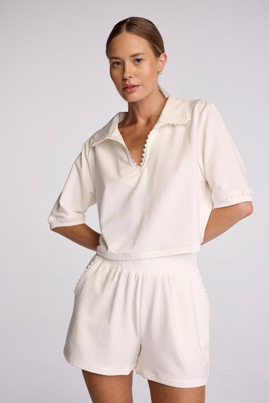 BRIELLE LUXE WASH POLO - COCONUT MILK
