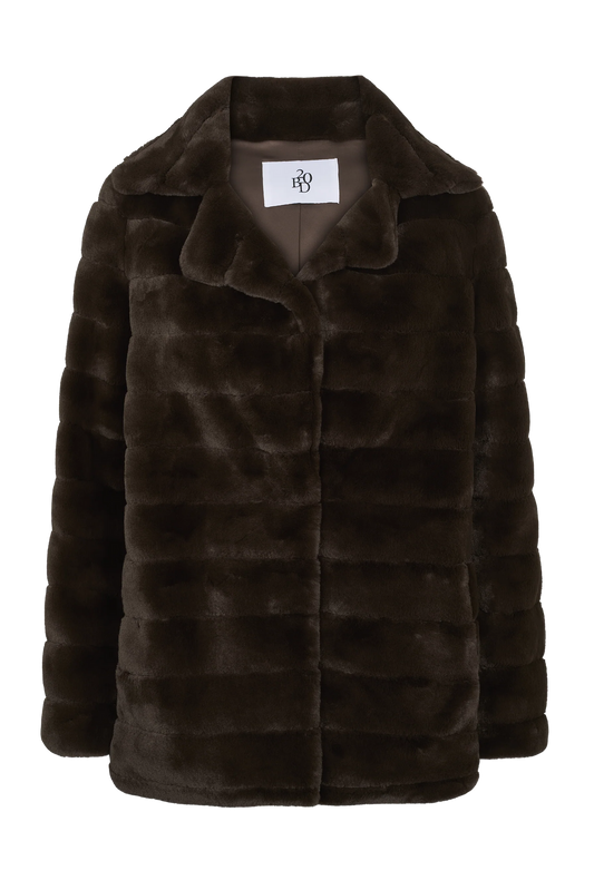 BAILEY FAUX FUR SHORT COAT - DARK BROWN