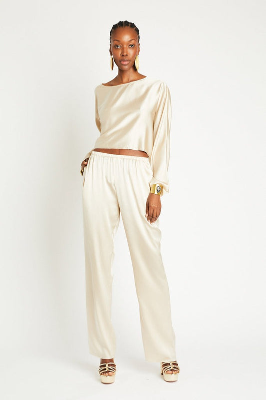 LIZ SILK PANT - LATTE