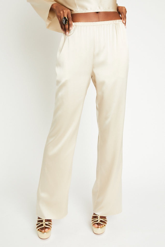 LIZ SILK PANT - LATTE