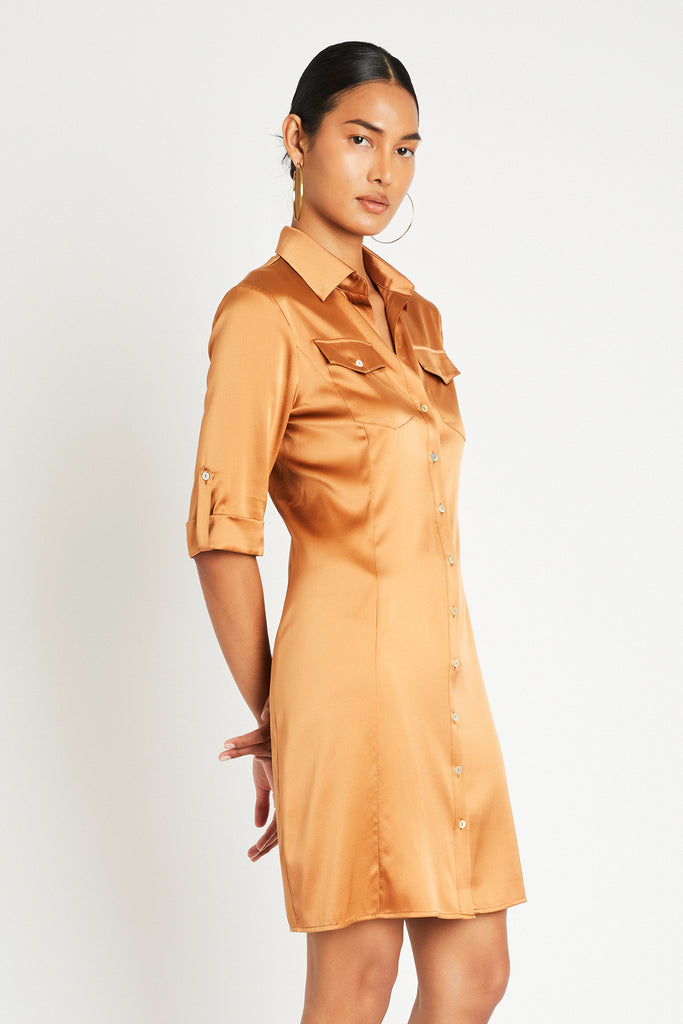 YVES SILK DRESS - COPPER YVES SILK DRESS - COPPER