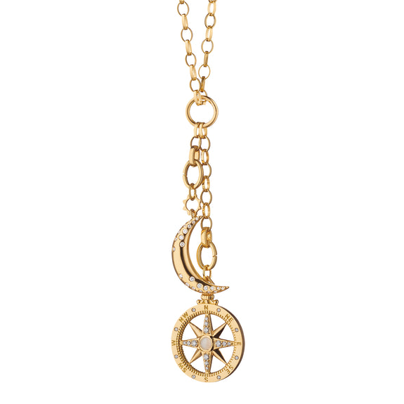 18K YELLOW GOLD 2 CHARM ENHANCER CHAIN NECKLACE