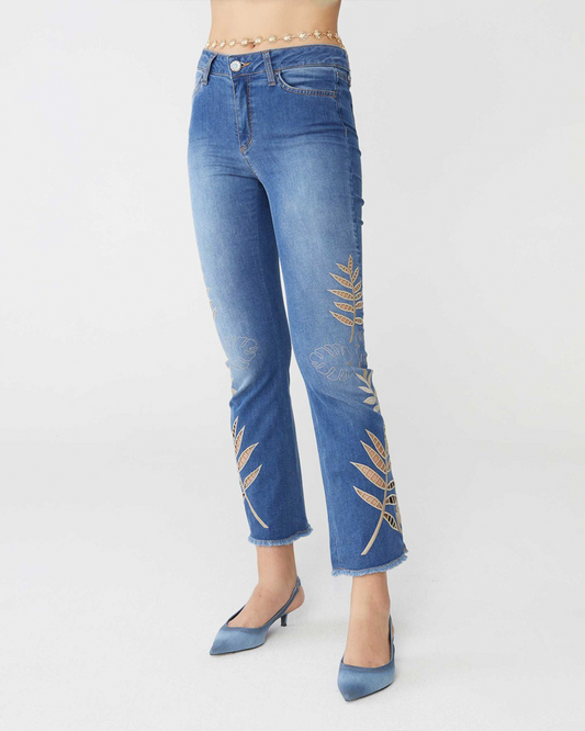 SISSY SUMMER EMBROIDERED SILKY STRETCH JEAN