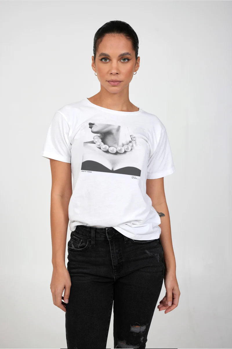 PRETTY THINGS MUSHIE TEE - WORN WHITE