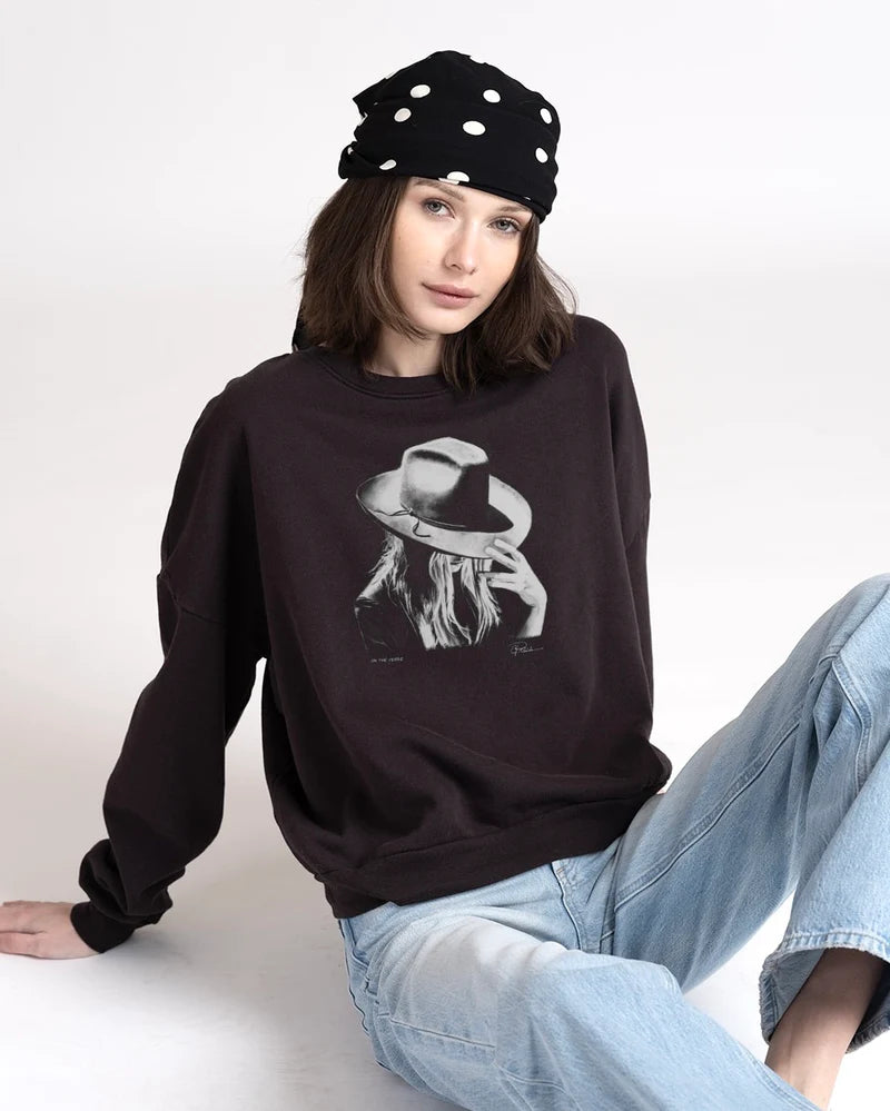 ON THE VERGE COZY SWEATSHIRT - WORN BLACK