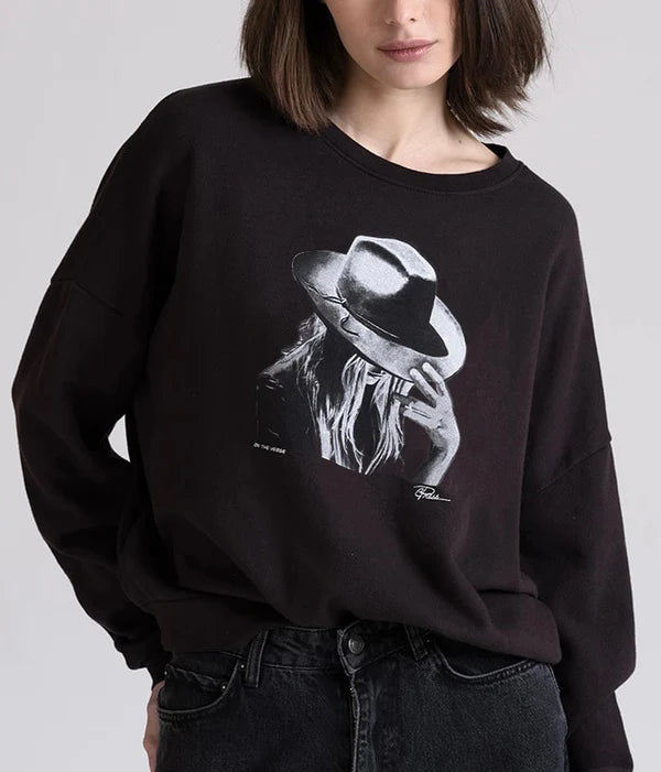 ON THE VERGE COZY SWEATSHIRT - WORN BLACK