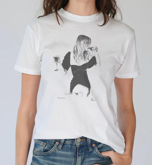 FIVE O'CLOCK MUSHIE TEE - WORN WHITE