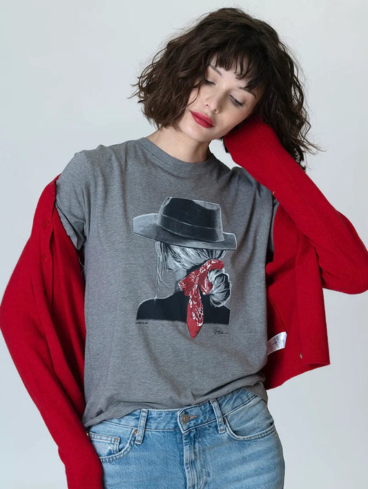 COME AND GO MUSHIE TEE - GREY HEATHER HIGHLIGHT COLOR