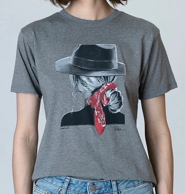 COME AND GO MUSHIE TEE - GREY HEATHER HIGHLIGHT COLOR