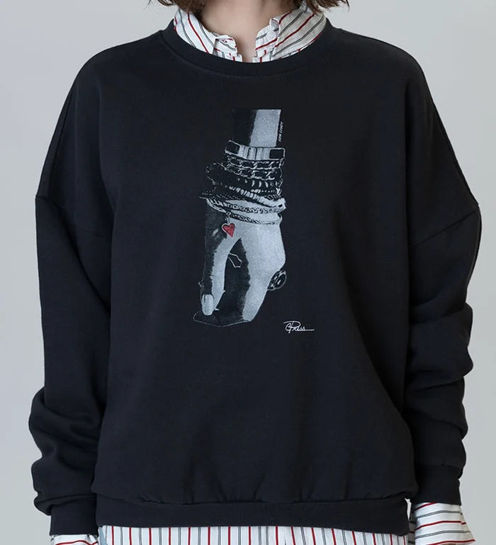 ARM CANDY COZY SWEATSHIRT - WORN BLACK HIGHLIGHT