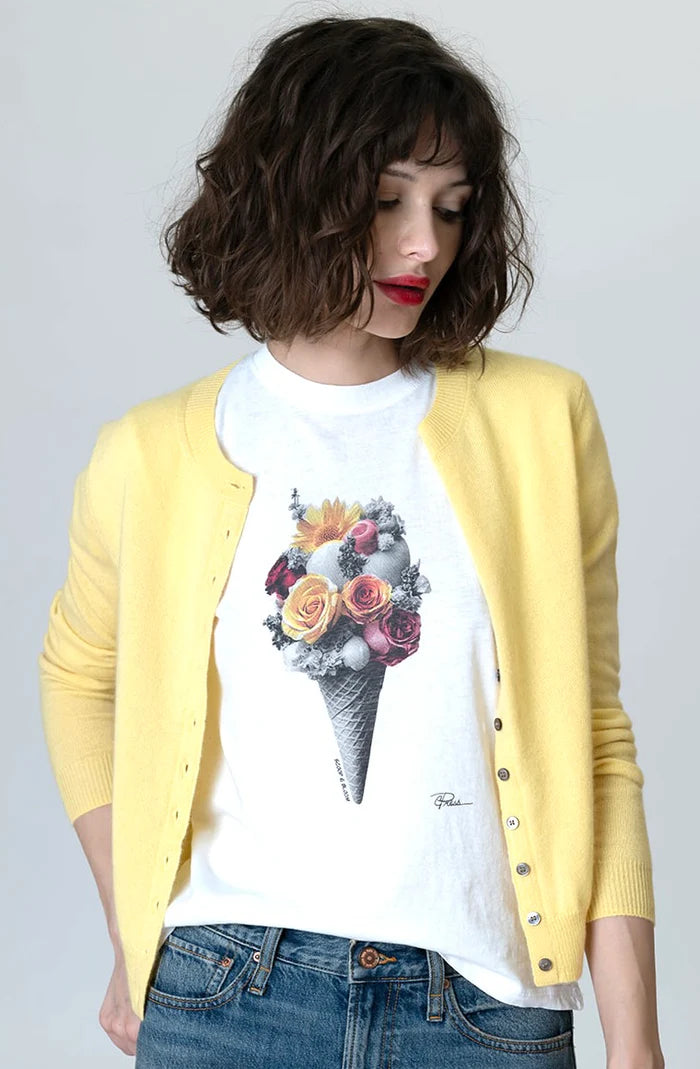 SCOOP AND BLOOM MUSHIE TEE - WORN WHITE COLOR