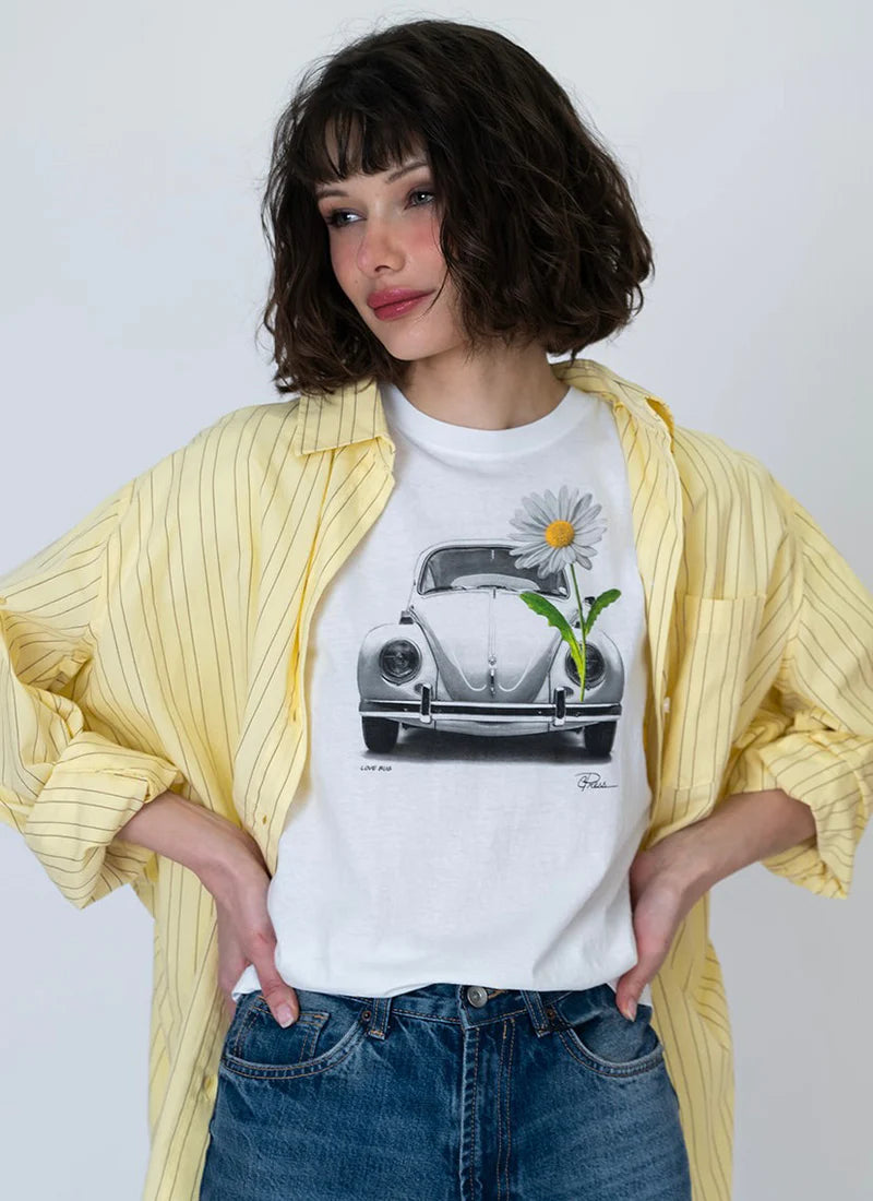LOVE BUG MUSHIE TEE - WORN WHITE HIGHLIGHT