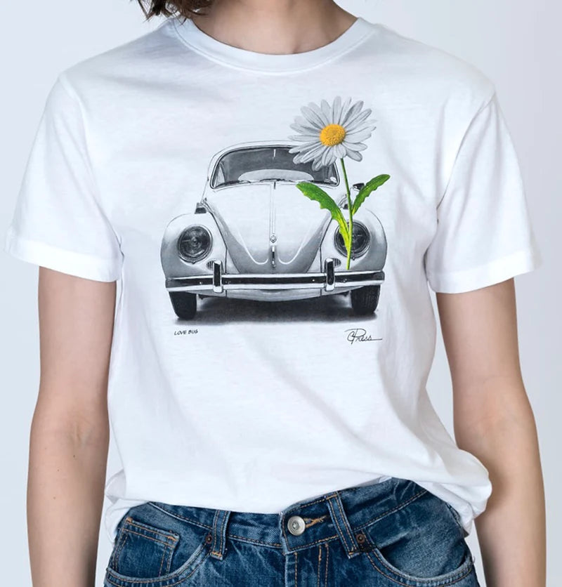 LOVE BUG MUSHIE TEE - WORN WHITE HIGHLIGHT