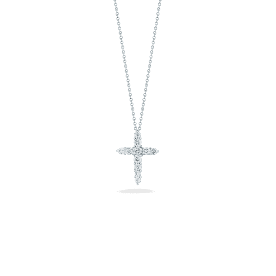 18K WG DIAMOND CROSS NECKLACE