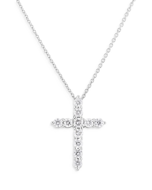 18K WG DIAMOND CROSS NECKLACE