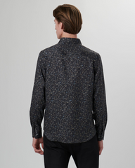 SOFT TOUCH FLORAL PRINT SHAPED FIT SHIRT - ANTHRACITE